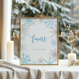 Blått silver snöflingor-favoriter tar en behandlin poster