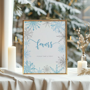 Blått silver snöflingor-favoriter tar en behandlin poster