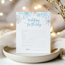 Blått silver snöflingor-förutsägelse för baby-kort