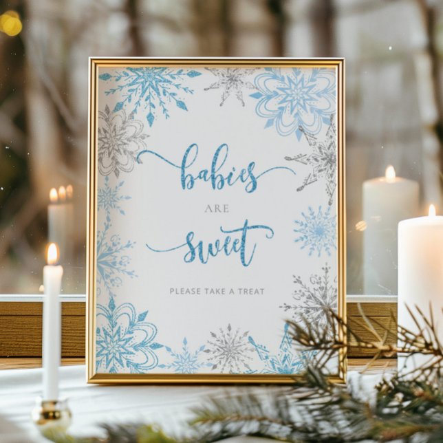 Blått silver snöflingor Spädbarn är sött Poster (Skapare uppladdad)