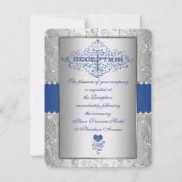 Blått Silver-typografi - bröllopsmottagning Infoga Inbjudningar