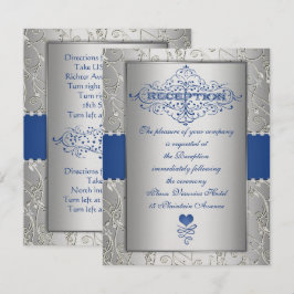 Blått Silver-typografi - bröllopsmottagning Infoga Inbjudningar