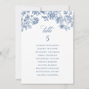 Blått sittplatskort för blommigtens Elegant, Vinta Inbjudningar