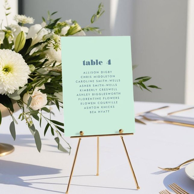 Blått sittplatskort för Bordsnumret (Bright Blue Bold Table Number Seating Chart Card)