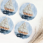Blått sjöfärgsfartyg för havsvatten underlägg papper rund<br><div class="desc">Dessa vackert målade underlägg för sjöbåtar är perfektens komplimang till Nautical Baby Shower party eller som en gåva till den båtlevande personen i ditt liv!</div>