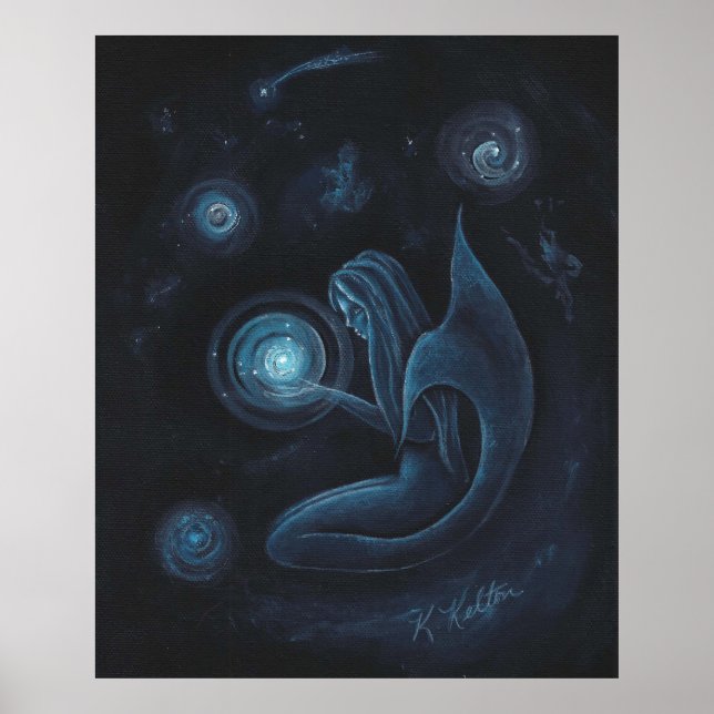 Blått Sjöjungfru, omvänt Poster (Framsidan)