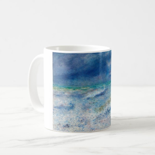 Blått Sjölandskap efter Renoir Impressionist Paint Kaffemugg (Framsida vänster)