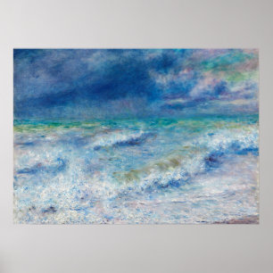 Blått Sjölandskap efter Renoir Impressionist Paint Poster