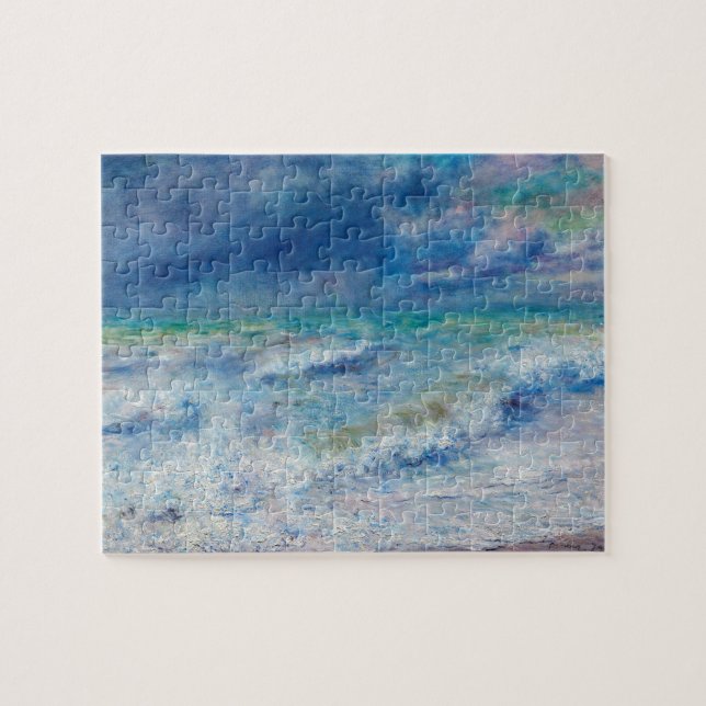 Blått Sjölandskap efter Renoir Impressionist Paint Pussel (Horisontell)