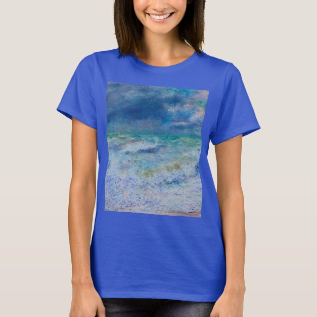 Blått Sjölandskap efter Renoir Impressionist Paint T Shirt (Framsida)