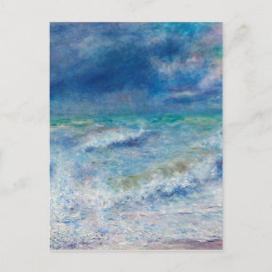 Blått Sjölandskap efter Renoir Impressionist Paint Vykort