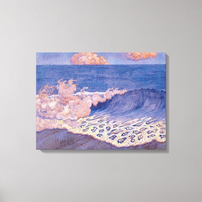 Blått sjölandskap, vågeffekt, c.1893 canvastryck (Framsida)