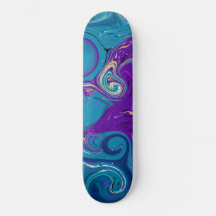 Blått, skalat, Lila Swirls Fluid art Skateboard
