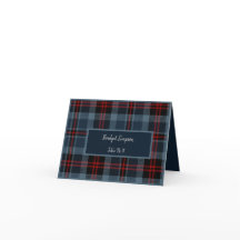 Blått skottsidigt landsbyggsbröllop-platskort