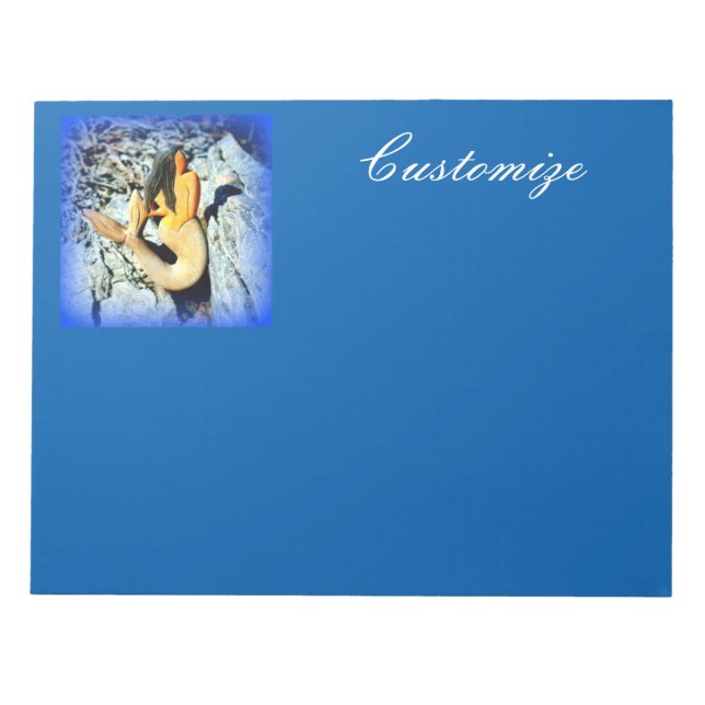 Blått skräddarsydd sjöjungfru med svartvitt anteckningsblock (Framsida)