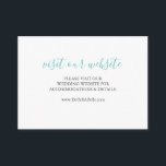 Blått skript för Sea Glass på Bröllop webbplats Tilläggskort<br><div class="desc">Låt alla få veta din bröllop webbplats med dessa enkla visitkort. De har en kalligrafi av ett marint glas med blå skrift med dina detaljer i ett klassiskt sans typsnitt i charkol-grått på en skarp vit bakgrund. Kortet återgår till en helt passande havsglasblått. Om du vill se hela bröllop-stationens svit...</div>