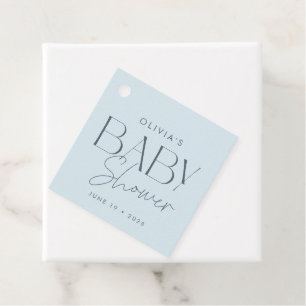Blått skript med modern Elegant, babystövel Gåvor Etiketter