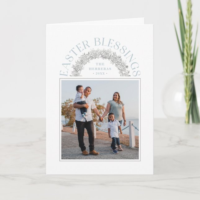 Blått skyddskort för andningsbåge i påsk meddelande (Framsida)