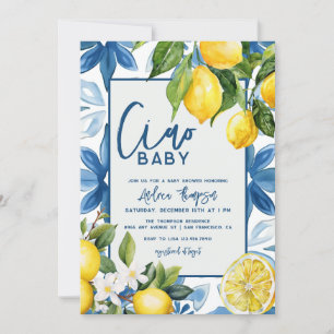 Blått småbarn i Lemon Mediterranean Blue Shower Inbjudningar