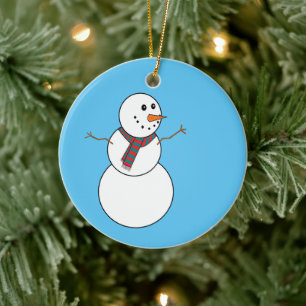 Blått snögubbe God jul Träd Julgransprydnad Keramik