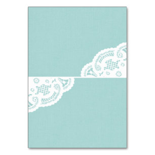 Blått Snöre Doily Bröllop Bord Place Cards Bordsnummer