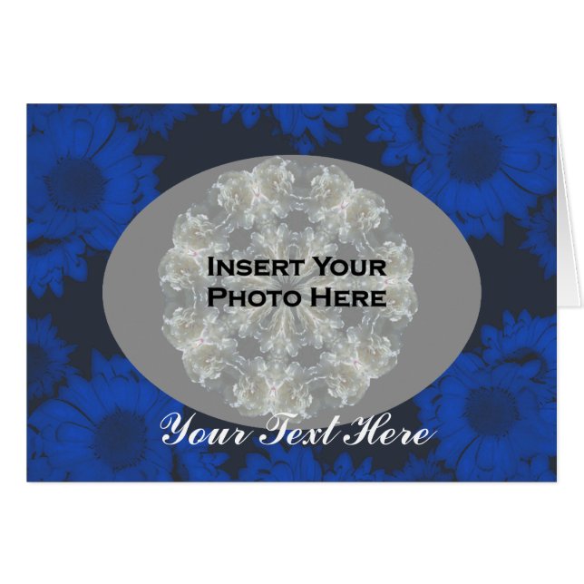 Blått solrossymbol - Blommigt - fotokort Hälsningskort (Framsidan Horizontal)