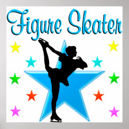 BLÅTT SOM ÅKER SKRIDSKOR STJÄRNAN POSTER