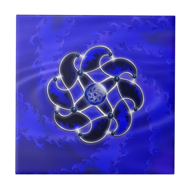 Blått som det dekorativa havet belägger med tegel kakelplatta (Framsidan)