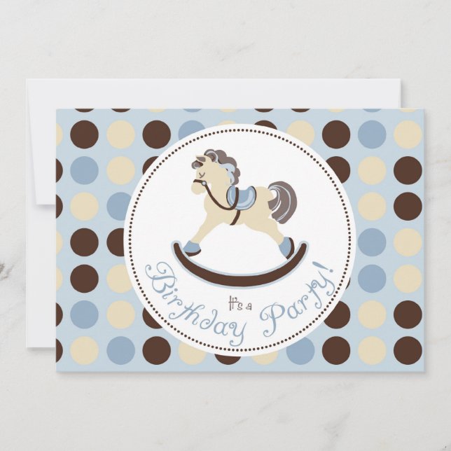 Blått som vaggar hästfödelsedag inbjudningar (Framsida)