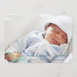 Blått Sömnig Baby Sloth Baby Fotomeddelande Meddelande