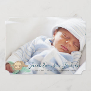 Blått Sömnig Baby Sloth Baby Fotomeddelande Meddelande