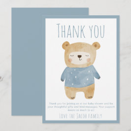Blått sömnig Bear Baby Shower Cute-tack Tack Kort