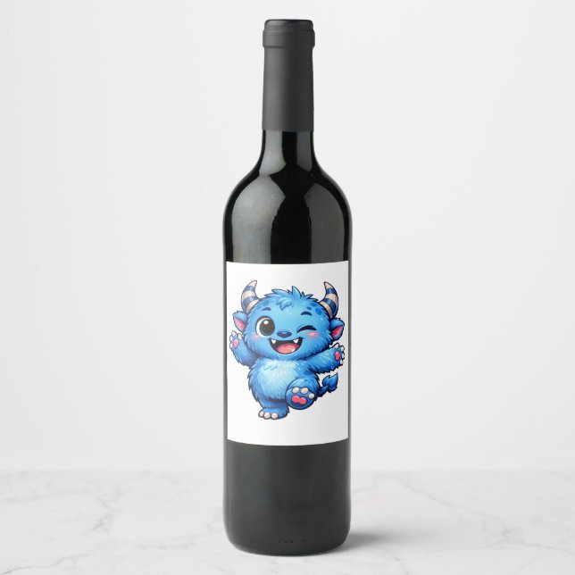 Blått Sött Monster Vinflaska Etikett (Framsida)