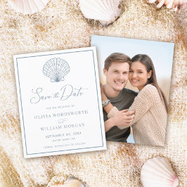 Blått Spara datum för Seashell Beach Dusty Blue