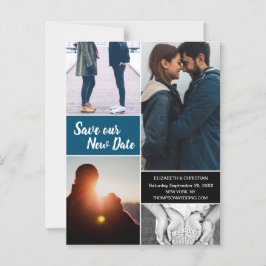 Blått Spara vår nya datumfoto Ändra datum Magnetisk Inbjudningskort