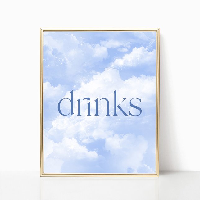 Blått Sparkly Clouds Drinks Bord-tecken Poster (Skapare uppladdad)