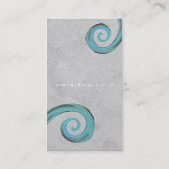 Blått spiral, handgjort affärskort visitkort (Framsida)