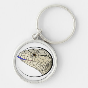 blått spontad skinkkeychain rund silverfärgad nyckelring