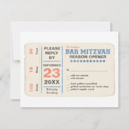 Blått Sports Star Pub Mitzvah-svarskort för OSA
