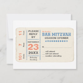 Blått Sports Star Pub Mitzvah-svarskort för OSA