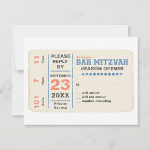 Blått Sports Star Pub Mitzvah-svarskort för OSA Kort