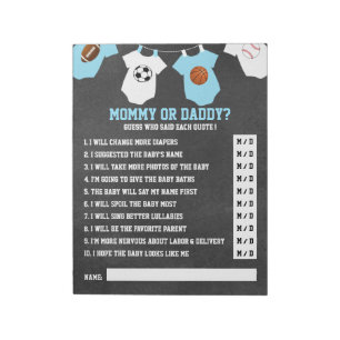 Blått SPORTS THEME chalkboard babydusch GAME Anteckningsblock