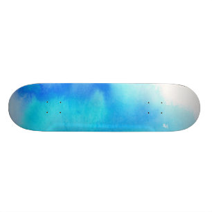Blått spot, vattenfärgabstrakt räcker målat old school skateboard bräda 18 cm