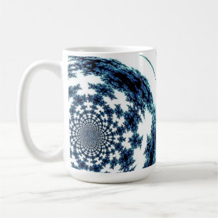 Blått spunnet tråd fraktal design kaffemugg