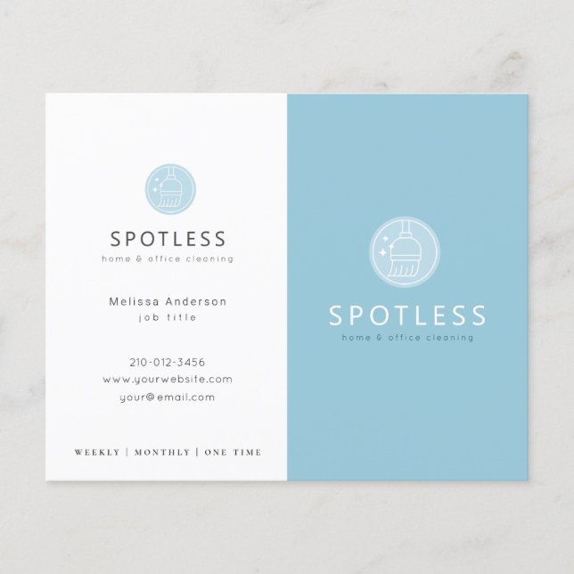 Blått Städning servicebipacksedel för modern Logot Flygblad (Framsidan)