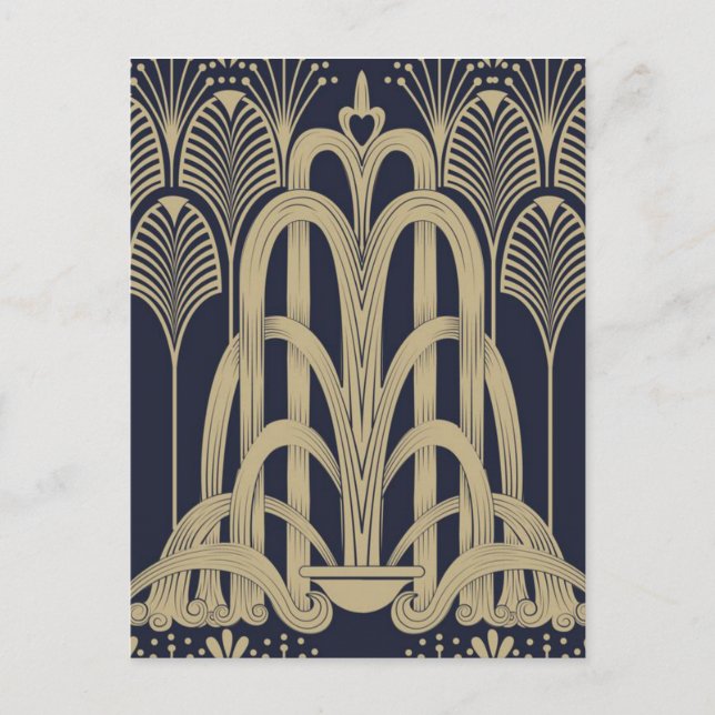 Blått Stål Fontän-kort Vykort (Framsida)