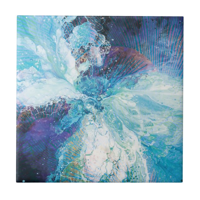 Blått Stänk keramiskt plattstål Kakelplatta (Framsidan)