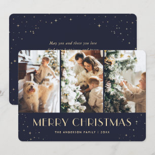 Blått Starry Photo Collage God jul Card Julkort