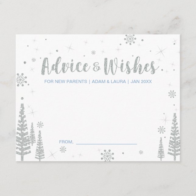 Blått stödkort för babyskor för mamma, föräldrar rådkort (Framsida)