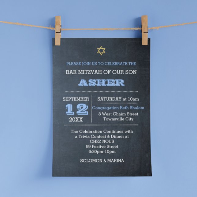 Blått storslaget Namn, justerat Pub Mitzvah Inbjudningar (Skapare uppladdad)